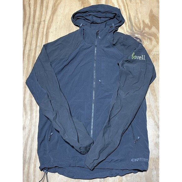 outdoor research jacket Men L Black Fullzip Hood @j3 Soft shell